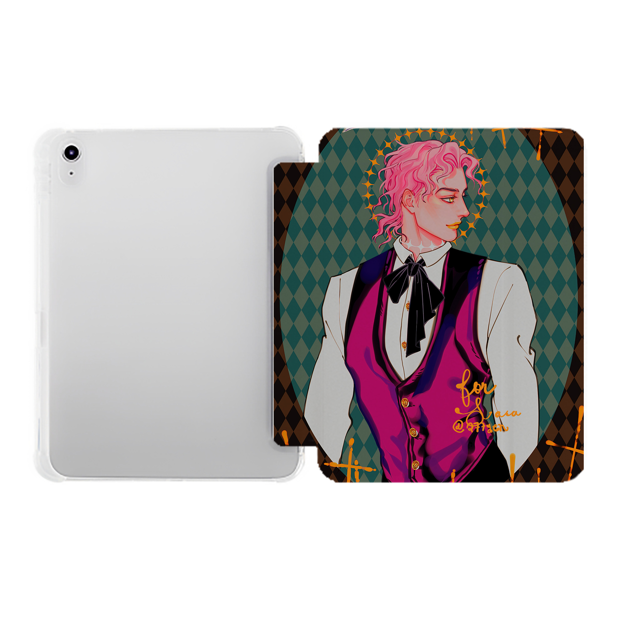 （画像用） ジョジョの奇妙な冒険 JoJo's Bizarre Adventure IPad ケース ペン収納付き 三つ折りスタンド PUレザー×シリコン 対応機種9.5/10.5/10.9インチ